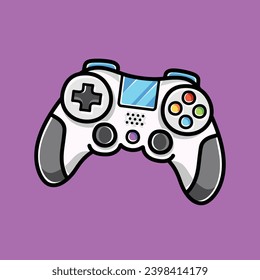 Joystick Console Vector Cartoon Illustration. Game Controller Icon Concept Isolated Premium Vector. Cartoon Concept for Gamers. Cute Doodle Cartoon Illustration Style. Suitable for Any Project