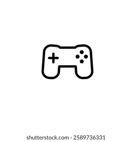 Joystick console with vector line art . Sign and symbol. Clip art, minimalist simple outline. Hand drawing technology illustration. Sticker print design