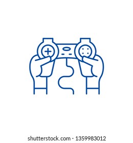 Joystick control line icon concept. Joystick control flat  vector symbol, sign, outline illustration.