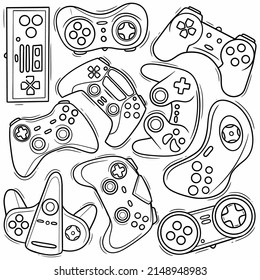 Joystick Controller Doodle Vector Line Art Stock Vector (Royalty Free ...