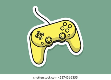 Joystick Controller and Game Pad Stick Sticker vector illustration. Sports and technology gaming objects icon concept. Video game controller or game console sticker logo design with shadow.