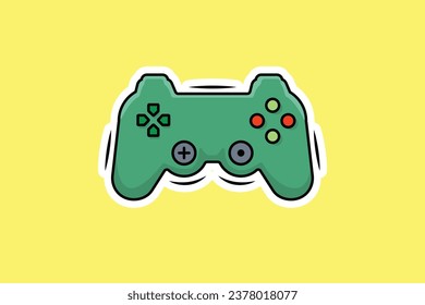 Joystick Controller and Game Pad Stick Sticker vector illustration. Sports and technology gaming objects icon concept. Video game controller or game console sticker logo design with shadow.