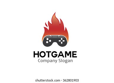 Joystick controller pad fire logo vector symbol icon design illustration