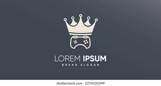 the joystick and crown create a unique and recognizable logo that could be used to represent a gaming-related brand or product. The overall aesthetic of the logo could be playful and fun, 
