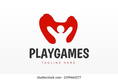 Joystick design logo. Esports gamer or game reviewer. Vector illustration.
