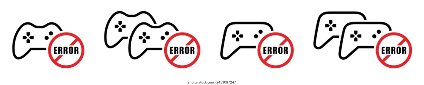 Icono de error de Joystick. Icono de error de consola de juegos, Ilustración vectorial