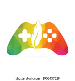 Joystick feather or device controller logo. Game Logo Design, Game Joystick Icon.