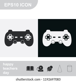 Joystick flat black and white vector icon.