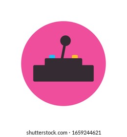 joystick flat block style icon design, Videogame play leisure gaming technology entertainment obsession digital and lifestyle theme Vector illustration