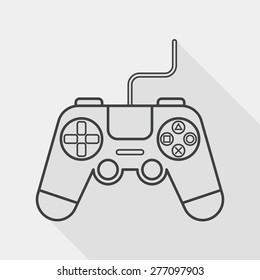 joystick flat icon with long shadow, line icon