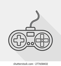 joystick flat icon with long shadow, line icon