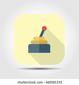 joystick flat icon with long shadow, vector illustration