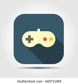 joystick flat icon with long shadow, vector illustration