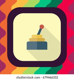 joystick flat icon with long shadow, vector illustration