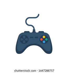 Joystick flat icon. Playing online. Gamepad cartoon icon. Game controller. Cybersport concept. Console gamepad. Vector illustration flat design. Isolated on white background.