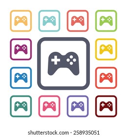 joystick flat icons set. Open round colorful buttons. Vector 
