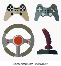 Joystick flat icons set, Video game, console play, Joystick color image, game flat style web icon, Joystick concept for design, Joystick console game illustration, Video game Joystick art picture