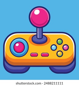 Joystick Spielekonsole Cartoon Vektorgrafik Kawaii Icon. Bunte Video Game Controller Illustration