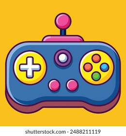 Joystick Consola de juegos Vector de dibujos animados Kawaii Icon. Video Colorido