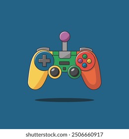 Joystick Game Console Cartoon Vector Kawaii Icon. Colorful Video Game Controller Illustration