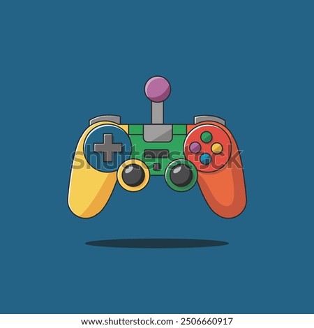 Joystick Game Console Cartoon Vector Kawaii Icon. Colorful Video Game Controller Illustration
