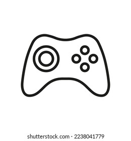 Joystick para consola de juegos, equipo, icono de línea PS. Joypad, controlador de juegos para el Pictograma de videojuego. Gamepad de equipo, Símbolo de contorno de equipo de reproducción. Stroke editable. Ilustración de vectores aislados.