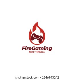 Joystick Game Controller  and fire symbol, icon, logo Design Template. 