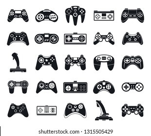 Joystick game icons set. Simple set of joystick game vector icons for web design on white background