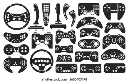 Joystick for game isolated black set icon. Vector illustration video console on white background .Black set icons joystick for game