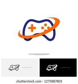 Joystick Game Logo Concept Template Design Vector. Game Planet logo Symbol - Vector