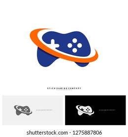 Joystick Game Logo Concept Template Design Vector. Game Planet logo Symbol - Vector