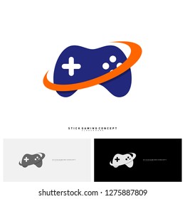 Joystick Game Logo Concept Template Design Vector. Game Planet logo Symbol - Vector