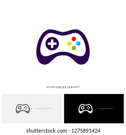 Joystick Game Logo Concept Template Design Vector. Game Planet logo Symbol - Vector