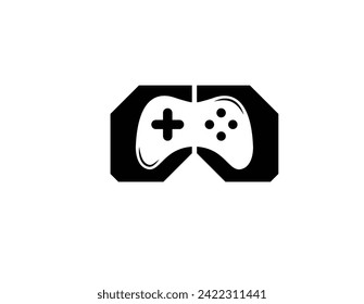 Vector de diseño de plantillas de diseño de logotipos de juegos de joystick. Símbolo de logotipo de juego y mano - Vector