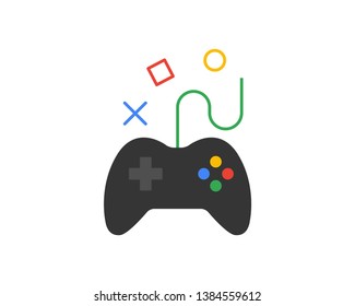 Joystick. Game pad for a console game. Game remote control vector web icon isolated on white background, EPS 10, top view 