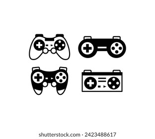 joystick game pad controller icon vector design simple black white illustration collections isolated on white background