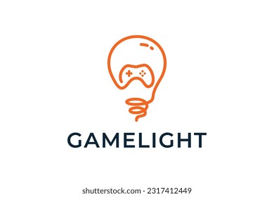 juego de joystick con diseño de logotipo de bombilla inteligente plantilla vectorial