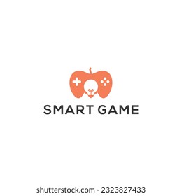 juego joystick con plantilla de ilustración de logotipo de bombilla inteligente	