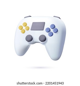 Joystick gamepad 3D icon  game console game controller  Computer gaming  3d vector icon  Cartoon minimal style  Video games controller for computer portative game station  3D render free to edit