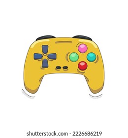 Joystick-Gamepad, Spielkonsole oder Spielecontroller. Computerspiel. Line-Vektorsymbol. Cartoon minimaler Stil.
