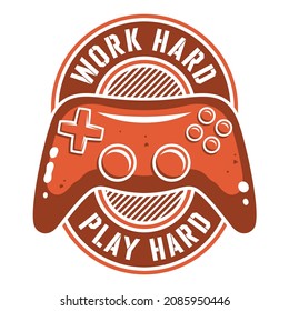 Joystick gamepad game controller and trendy slogan vector illustration