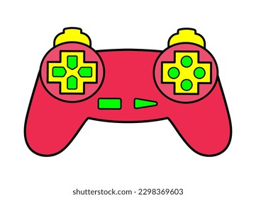 Joystick gamepad. Retro game console. Nostalgia for the 80s, 90s. Vector illustration.