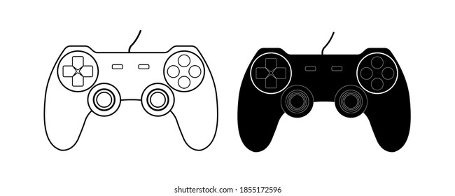 Estilo plano del icono de conjunto de gamepad de Joystick