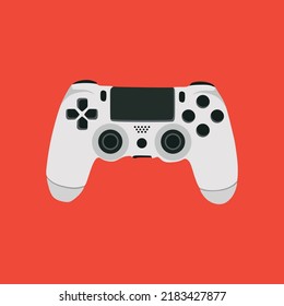 Joystick Gamepad Vector illustration in white, isolated on orange background, in trendy flat cartoon design style. Suitable for many purposes.