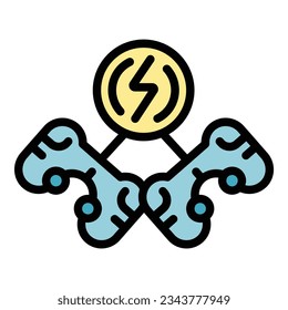 Joystick gameplay icon outline vector. Machine arcade. Menu mobile color flat