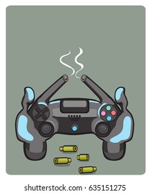 Joystick. Games. Vector icon. Yellow