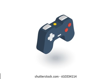 Joystick, Gaming isometrisches Flachsymbol. 3D-Vektorgrafik bunter Illustration. Piktogramm einzeln auf weißem Hintergrund