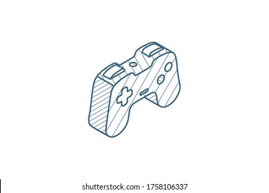 joystick, gaming isometric icon. 3d vector illustration. Isolated line art technical drawing. Editable stroke