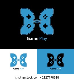 Joystick gaming logo design concept vector illustration