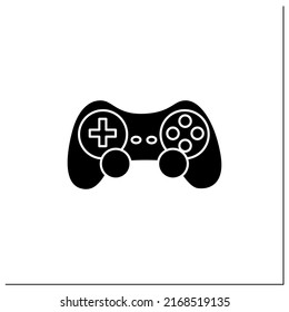 Joystick glyph icon. Input device. Control column. Playing video game tools. Technical equipment. Cybersport concept.Filled flat sign. Isolated silhouette vector illustration